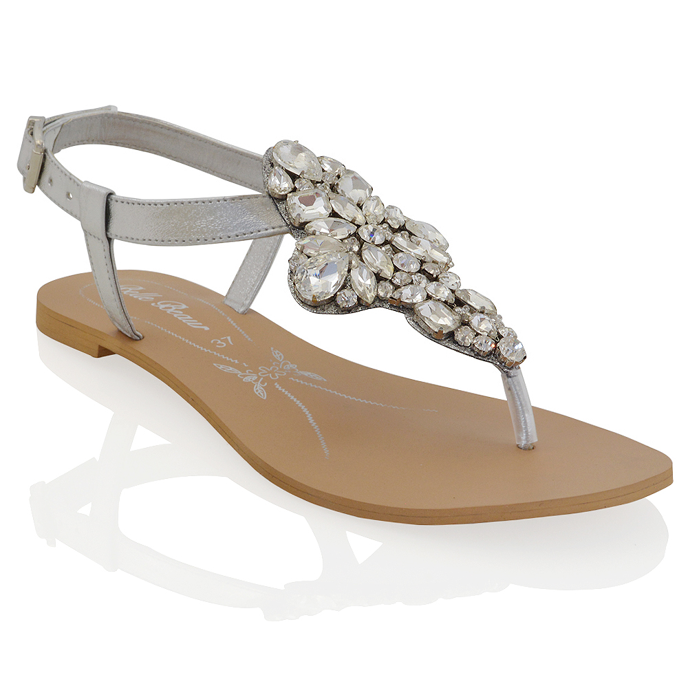 rhinestone lace up flat sandals